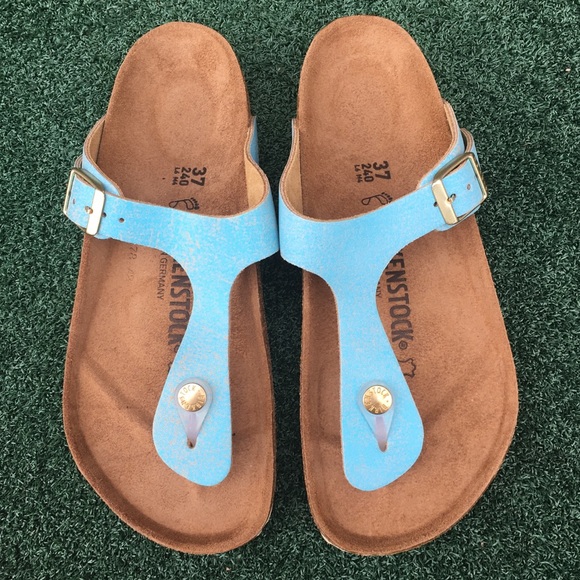 Birkenstock Shoes - NWT Birkenstock Gizeh Sandal Metallic Blue 37